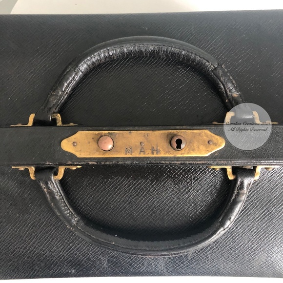 Louis Vuitton Doctors Bag Cabin Train Case Antique Black Grained Leather Rare - Picture 11 of 15